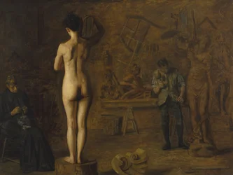 William Rush schnitzt seine allegorische Figur des Schuylkill River